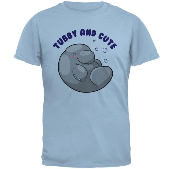 Manatee Tubby And Cute Chubby Sea Potato Mens T Shirt Light Blue 2XL