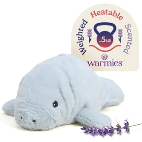 Warmies Junior 9” Manatee Stuffed Animal, Microwavable Heated Plushies and Weighted Soft Plush Toys