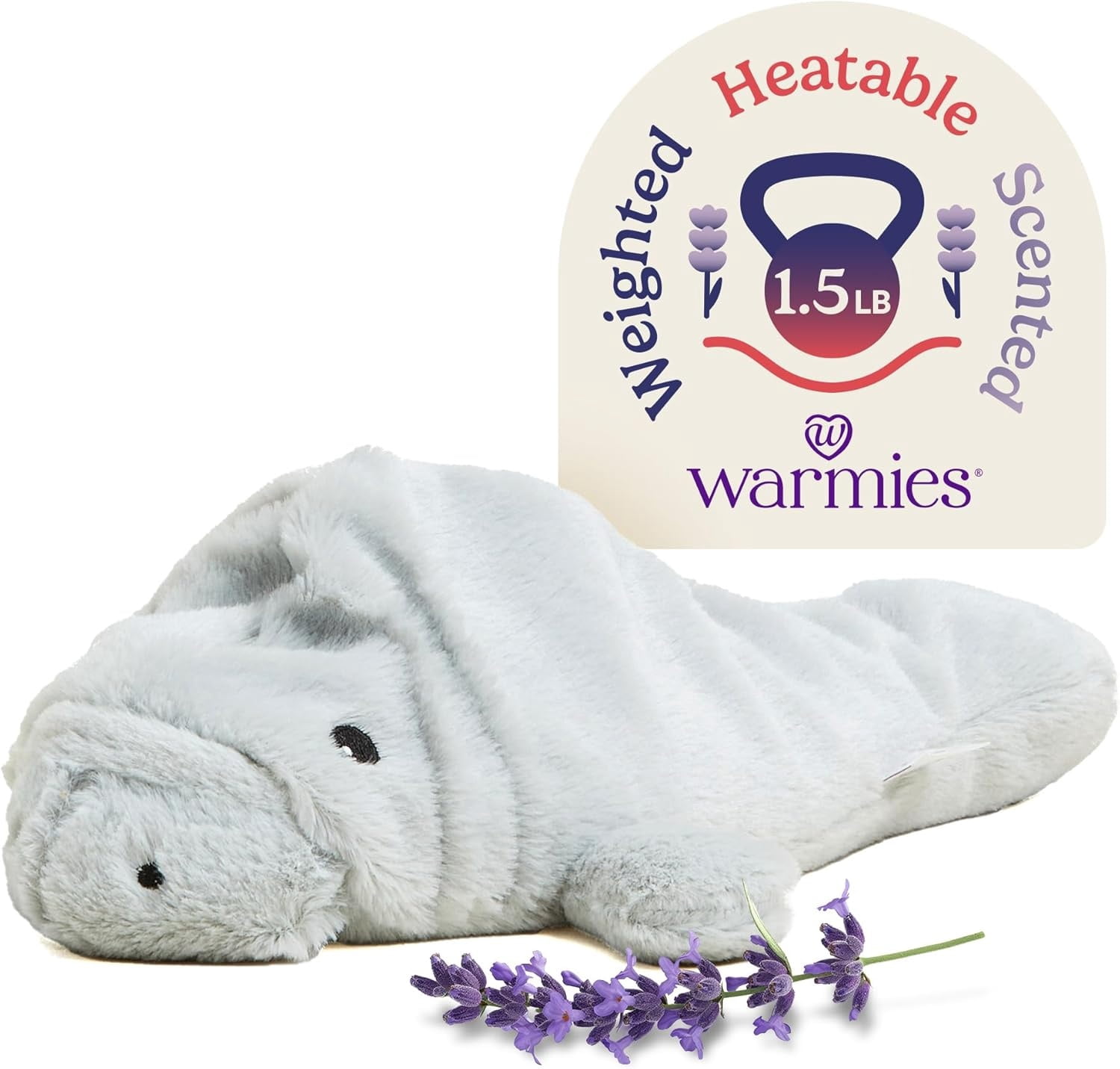 warmies 13” Manatee Stuffed Animal, Microwavable Heated Plushies and Weighted Soft Plush Toys