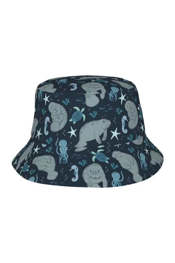 Manatees Bucket Hats for Woman Packable Summer Sun Hat Beach Caps For Fisherman Outdoor Travel Hiking