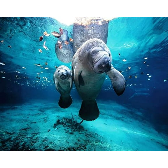 Manatees Edible Icing Sheets- Assorted Image Cake Toppers-Frosting Sheets- Cookies- Cupcake Toppers (8 Inch Round)