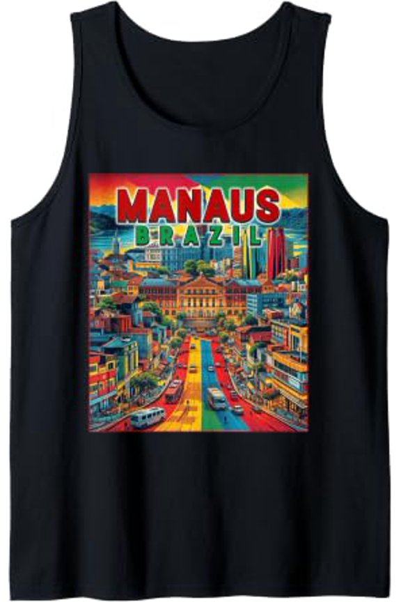 Manaus Brazil Family Trip Tourist Vintage Retro City Skyline Tank Top Size S-3XL
