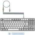 thumbnail image 1 of AJAZZ AK873 Backlit Keys Mini USB-C Gaming Keyboard with Custom Coiled USB-C Aviation Cable, Gray, 1 of 9