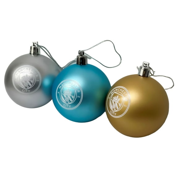 Manchester City Christmas Ornaments, M. City Christmas Tree Baubles Decorations Football Gift - 3 Pack