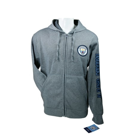 Manchester City F.C. Zipper Front Fleece Jacket Sweatshirt Official License Soccer Hoodie Large 012