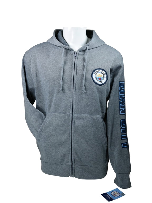 Manchester City F.C. Zipper Front Fleece Jacket Sweatshirt Official License Soccer Hoodie Small 010