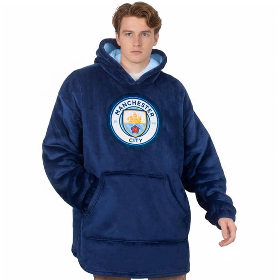 Manchester City FC Adult Crest Oversized Blanket Hoodie