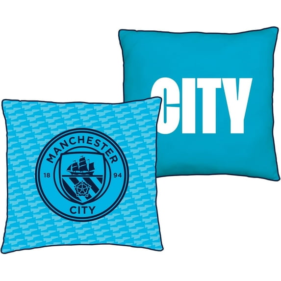 Manchester City FC Character World Official Blue Reversible 2 Sided Cushion (16 x 16 Inches)