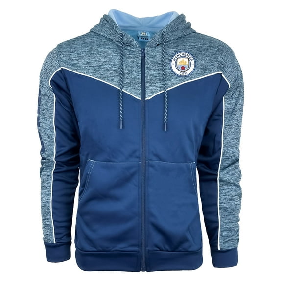 Icon Sports Man City Full Zip Hoodie, Heather Blue, 100% Polyester, YS-XXL