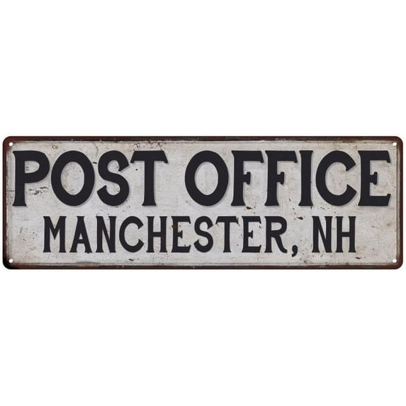 Manchester, Nh Post Office Metal Sign Vintage 6x18 106180011252