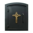 thumbnail image 1 of QualArc MAN-S-1403-BL 12 in. Manchester Security Drop Chute Mailbox with Decorative Cross Logo Faceplate in Black, 1 of 1