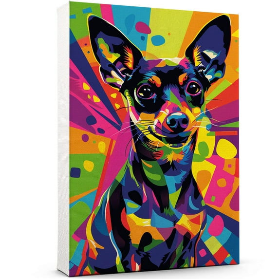 Manchester Terrier Dog Canvas Wall Art Poster Prints Colorful Pop Animal Art Wall Decor Dog Picture Artwork Pet Dog Painting Poster for Home Bedroom Living Room Decoration Framed