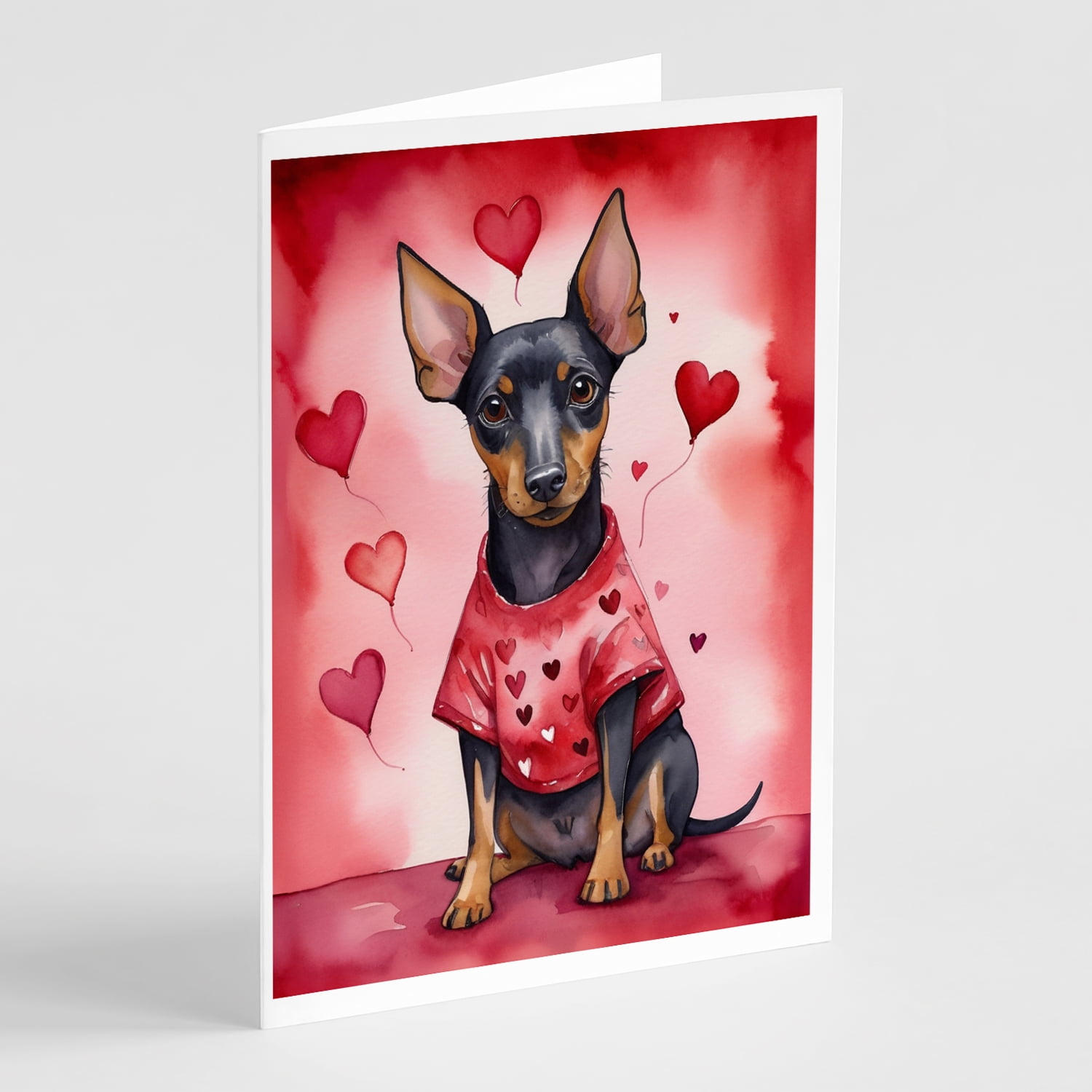 Manchester Terrier My Valentine Greeting Cards Pack of 8 7 in x 5 in