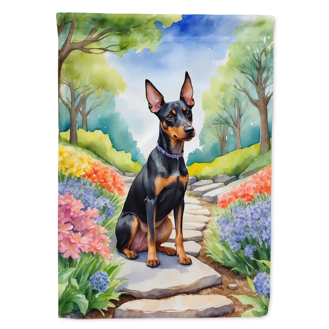 Manchester Terrier Spring Path House Flag 28 in x 40 in