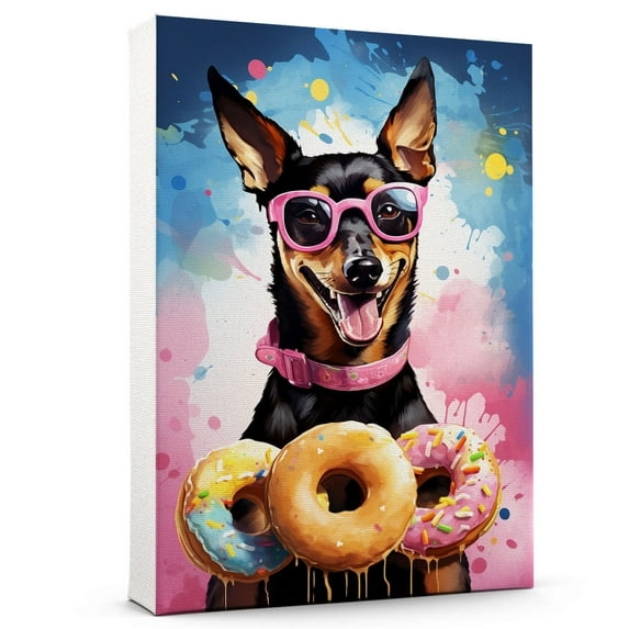 Manchester Terrier Toy Dog Canvas Wall Art,Pet Canvas Painting Puppy Artwork,Colorful-Watercolor Original Artwork Print For Bedroom, Bathroom Wall Art decor