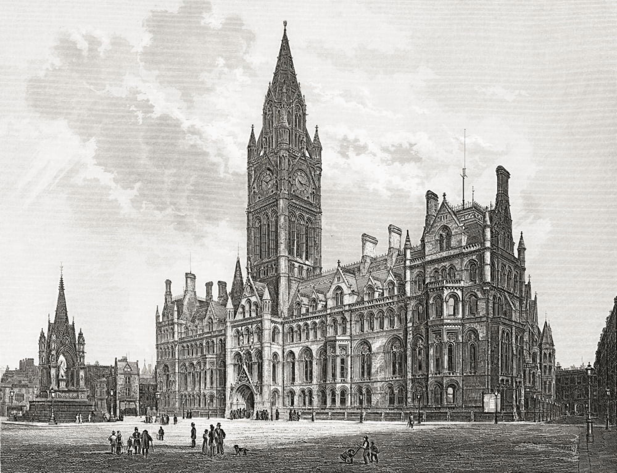 Manchester Town Hall Manchester England In The Late 19Th Nineteenth Century From Our Own Country Published 1898 Canvas Art - Ken Welsh Design Pics (32 x 24)