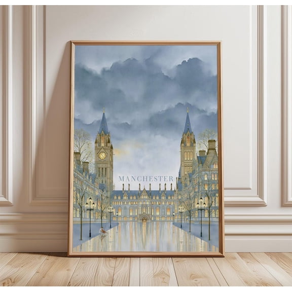 Manchester Town Hall Uk Travel Print Architecture Wall Art, Unframed Paper Print