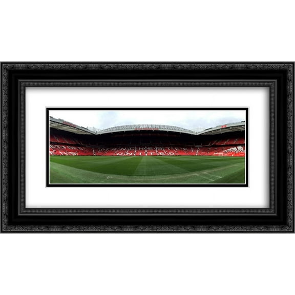 Manchester United Old Trafford 2x Matted 24x14 Black Ornate Framed Art Print from the Stadium Series