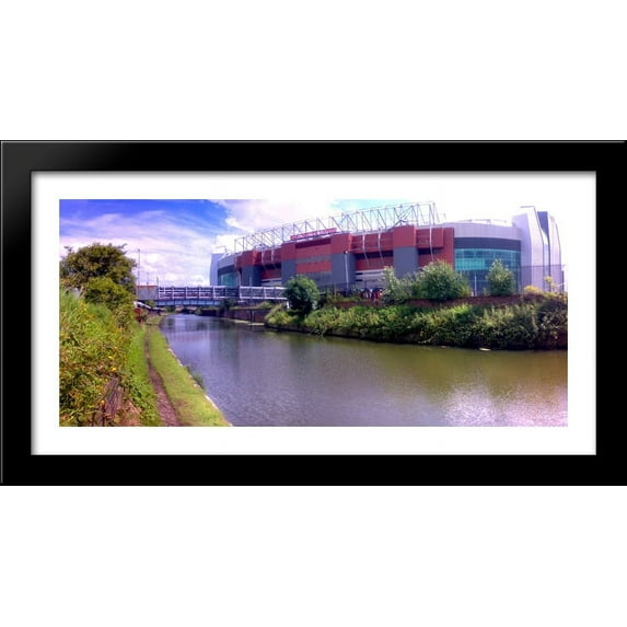 Manchester United Old Trafford 40x20 Large Black Wood Framed Print Art