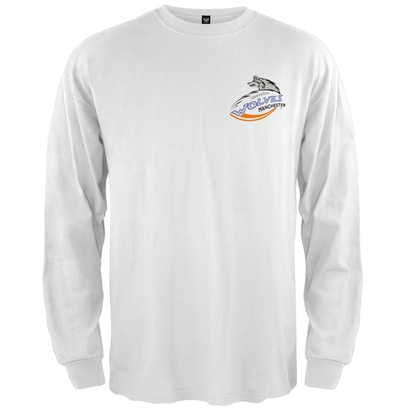 Manchester Wolves - Crest Logo White Long Sleeve T-Shirt - 2X-Large