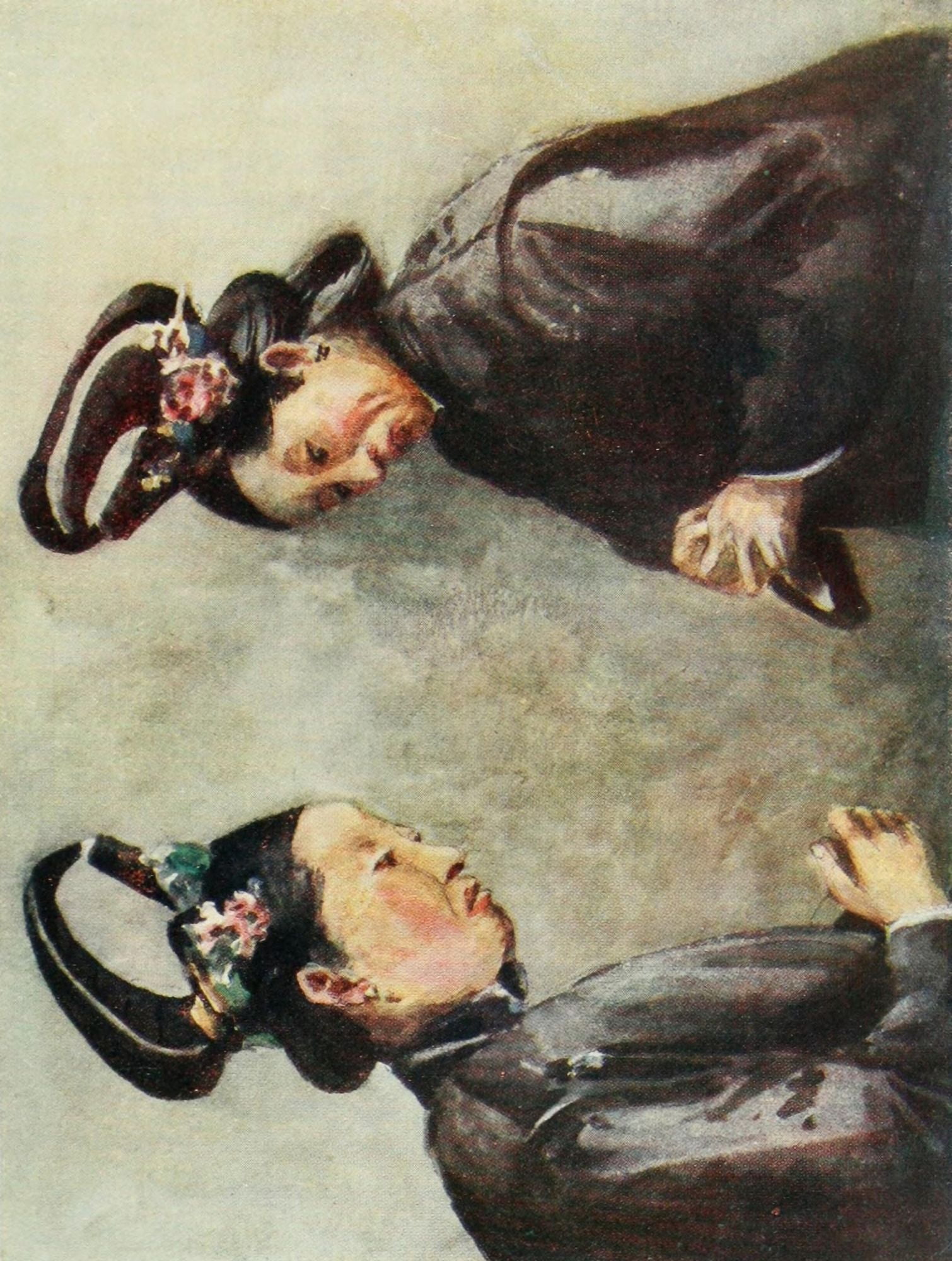 Manchu Ladies greeting The Face of Manchuria Korea 1911 Canvas Art - Emily G Kemp (18 x 24)