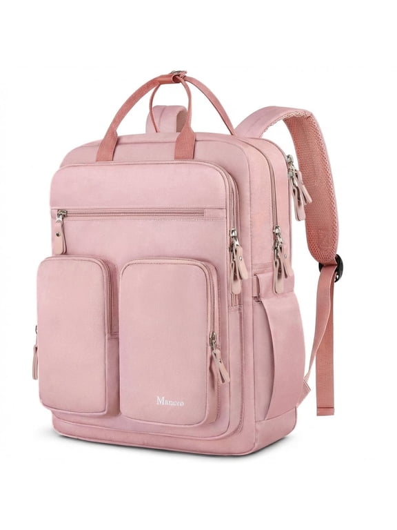 Work Backpack for Women, Airline Approved Travel Backpack with Luggage Strap Fits for 15.6in Laptop, Pink