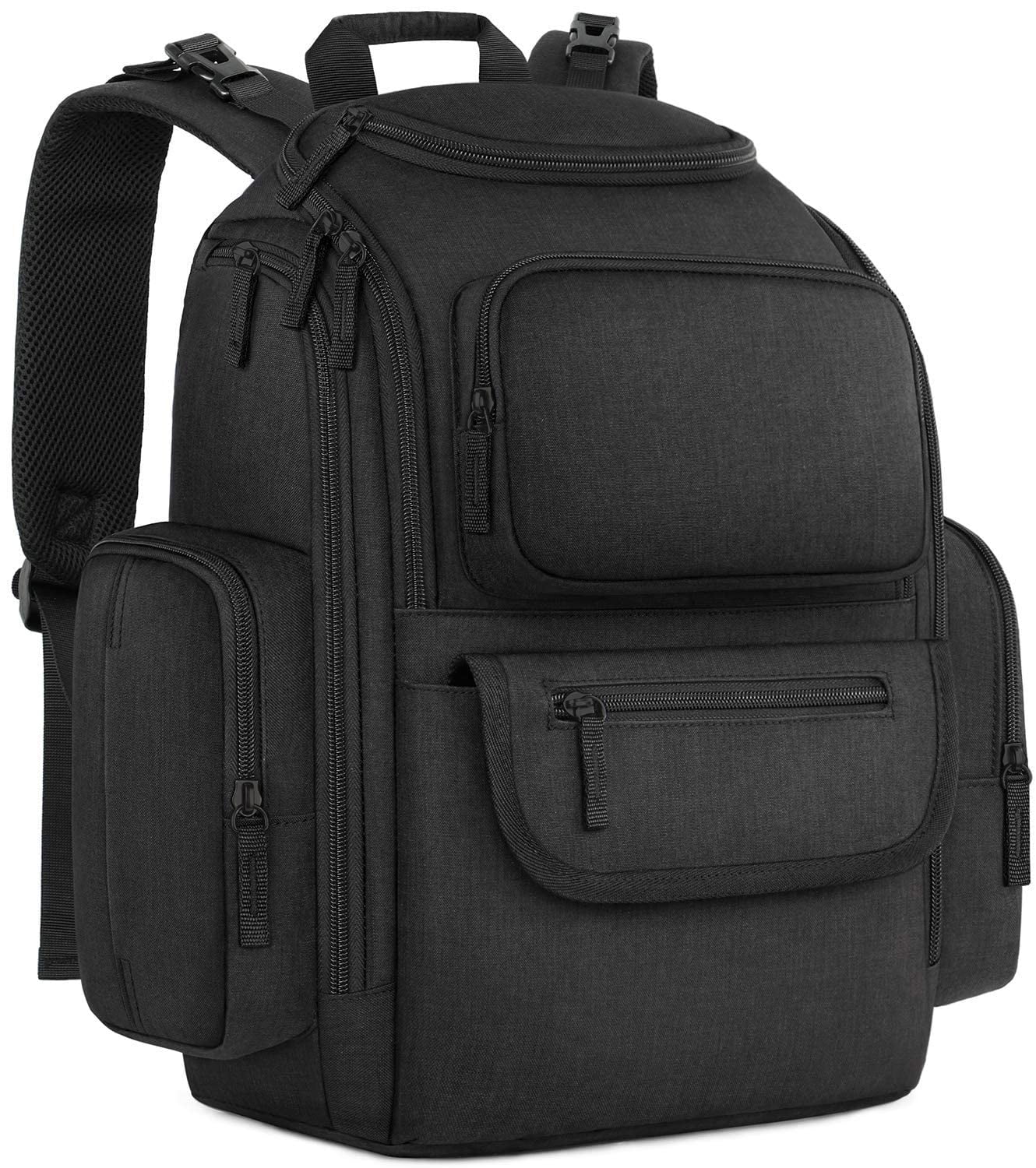 Mancro Diaper Bag Backpack, Waterproof Travel Backpack with Stroller Straps and 2 Side Insulated Pockets, Black