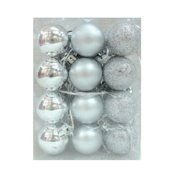 Mancro Silver Plastic Shatterproof Christmas Large Hanging Ball Ornaments, 24 Count (1.18")