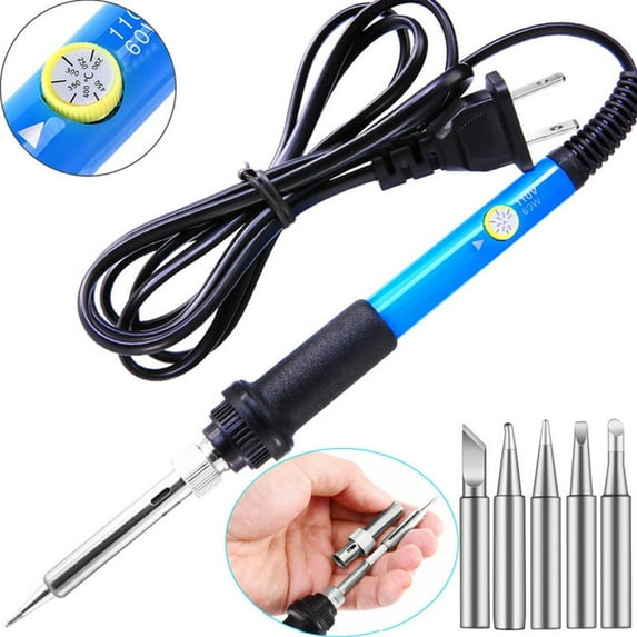 Mancro Soldering Iron Kit Electronics, 60W Adjustable Temperature Welding Tool With 5pcs Soldering Tips
