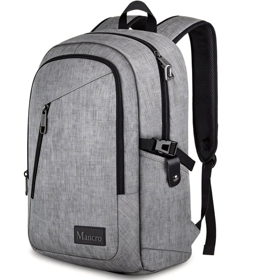 Mancro Travel Laptop Backpack with Lock, Water Resistant Work Bag for Men and Women, Gray