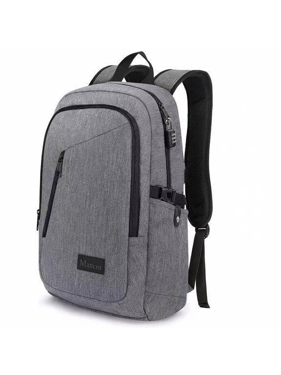 Laptop Backpack with Lock, Water Resistant Carry on Travel Backpack for Men and Women Fits 15.6 in Laptop, Gray