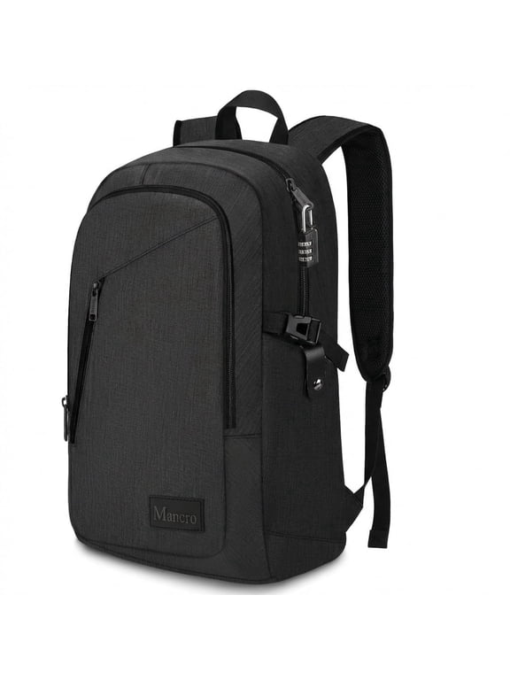 15.6in Laptop Backpack, Slim Business Computer Bag with Anti-Theft Lock for Men Women, Black