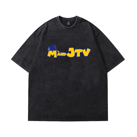 MandJTV Merch Washed T-shirt Classic Print Trendy Tops Men And Women Casual Street Wear