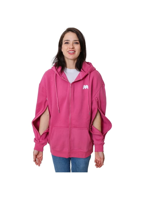 Arm Access Oversized Dialysis Jacket, Oversized Hoodies, Unisex Dialysis Clothing, Customized for Hemodialysis Patients with Both Arms, Two Way Zippers