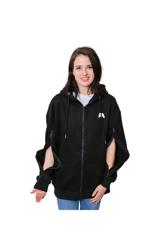Arm Access Oversized Dialysis Jacket, Oversized Hoodies, Unisex Dialysis Clothing, Customized for Hemodialysis Patients with Both Arms, Two Way Zippers