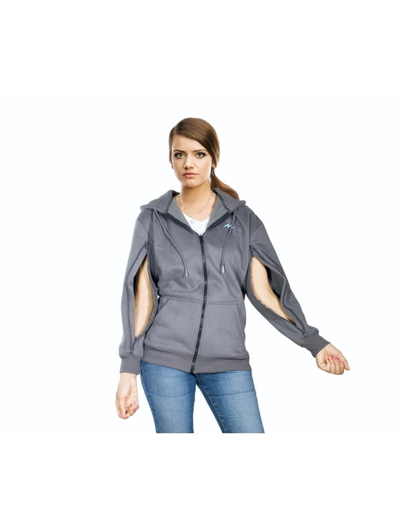 Arm Access Oversized Dialysis Jacket, Oversized Hoodies, Unisex Dialysis Clothing, Customized for Hemodialysis Patients with Both Arms, Two Way Zippers