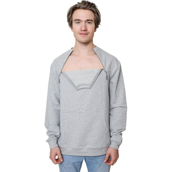 MandMcares Chest Port Access Warm Sweater with Kangaroo Pocket Unisex, Port & Central Access Sweater for Hemodialysis & Chemotherapy with Dual Zippers