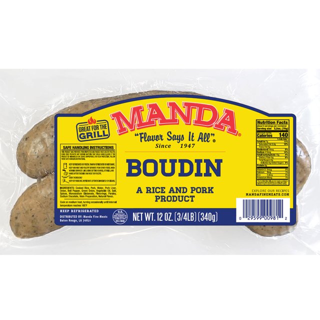 Manda Cajun Pork Boudin Links, 12 oz, 2 Count (Refrigerated)
