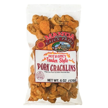 Manda Hog Cracklins Hot Pork Rinds, 6 oz Bag