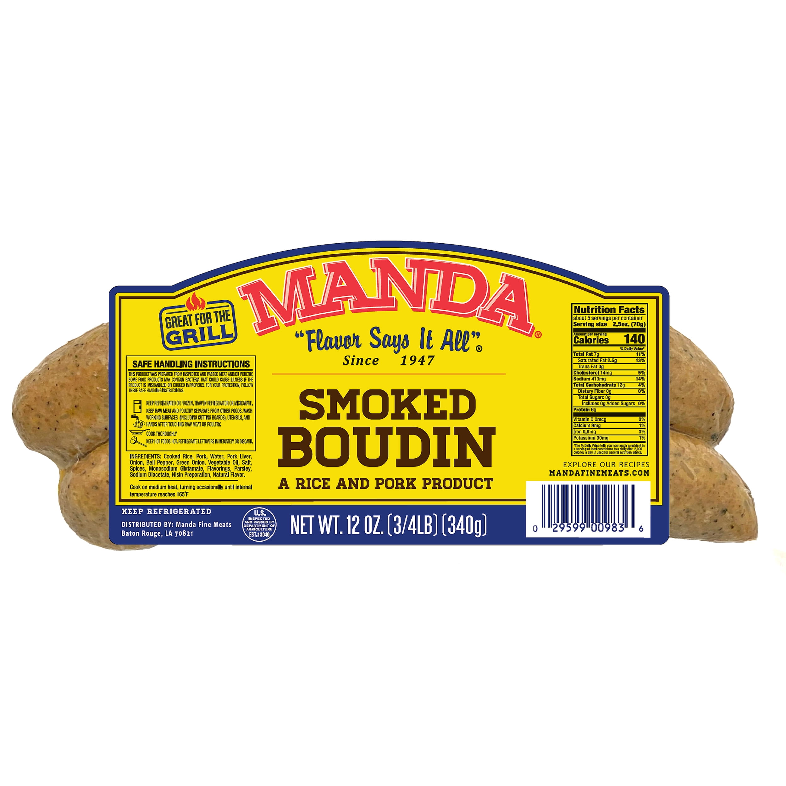 Manda Smoked Boudin Links with Pork, 12 oz, 2 Count (Refrigerated