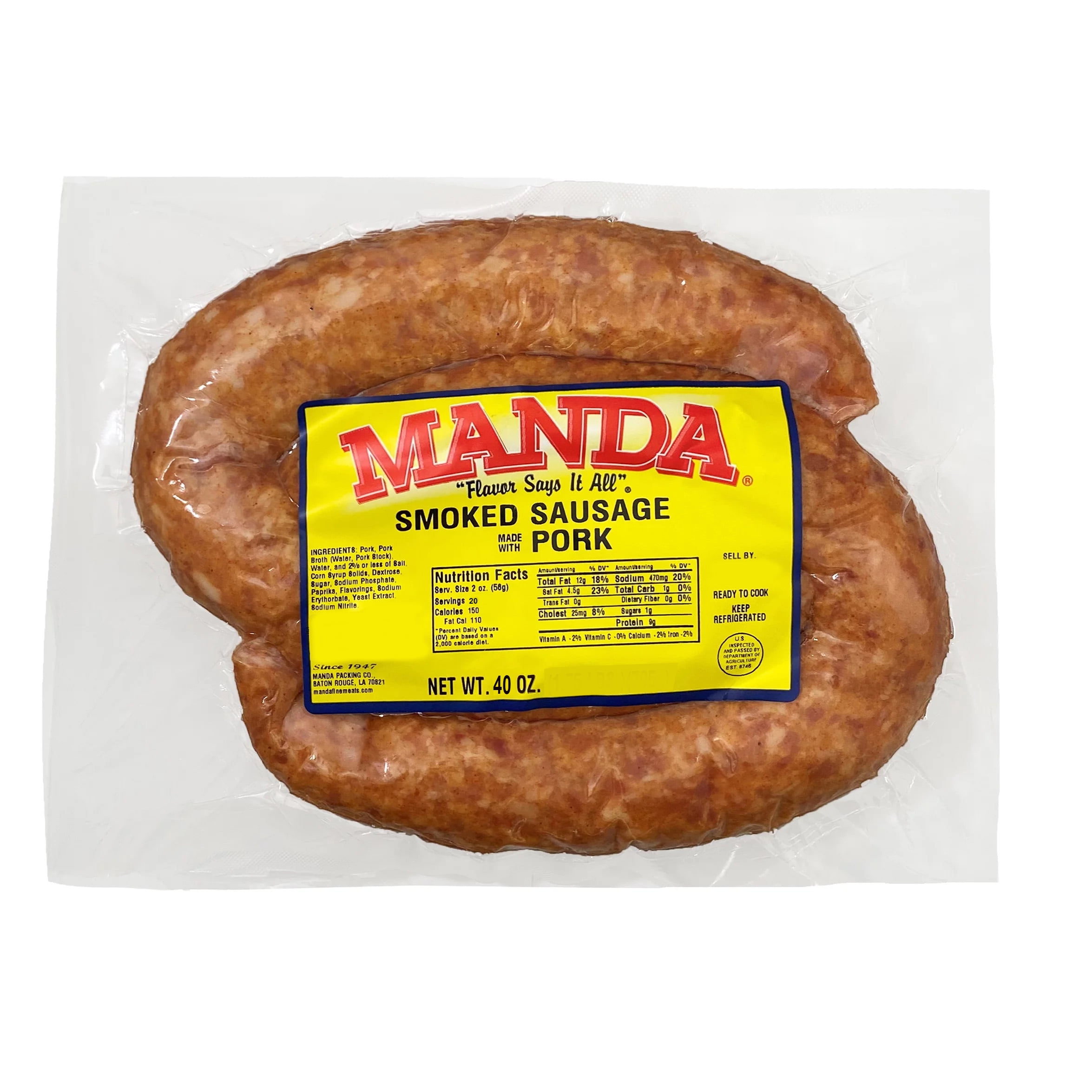 Manda Smoked Pork Sausage, 40 oz (Refrigerated)