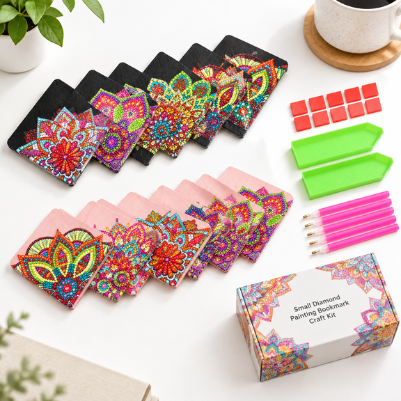 Mandala 10-User Adult Bedazzling Bookmark Craft Kit with 16 Total Projects
