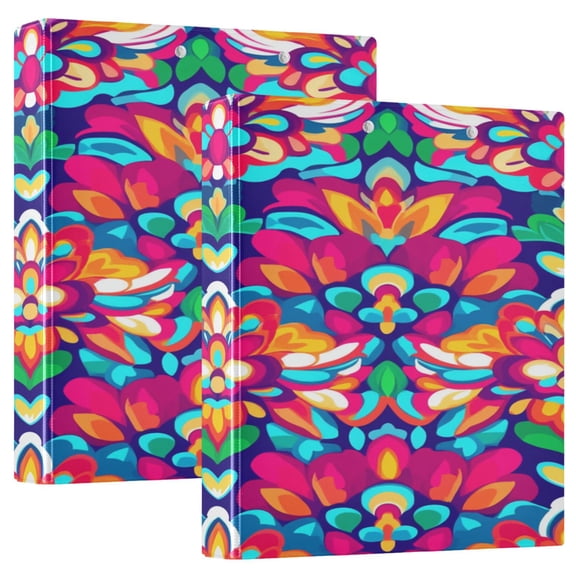 Mandala 12.4x10.6in PVC Round Ring Binder, D-Ring 3-Hole, Metal Clip, 200 Sheets