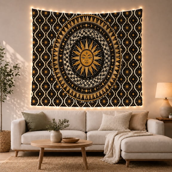Mandala Absolute Anthropomorphic with Face Expression Detailed, Serene Boho for Boho Decor Lovers, Wall Decor, Graduation Gift, Tapestry Wall Hanging for Dorm and Living Room