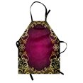 thumbnail image 1 of Mandala Apron Vintage Frame with Curls Snowflake Motifs Fantastic Abstract Retro, Unisex Kitchen Bib Apron with Adjustable Neck for Cooking Baking Gardening, Fuchsia Pale Yellow Black, by Ambesonne, 1 of 3