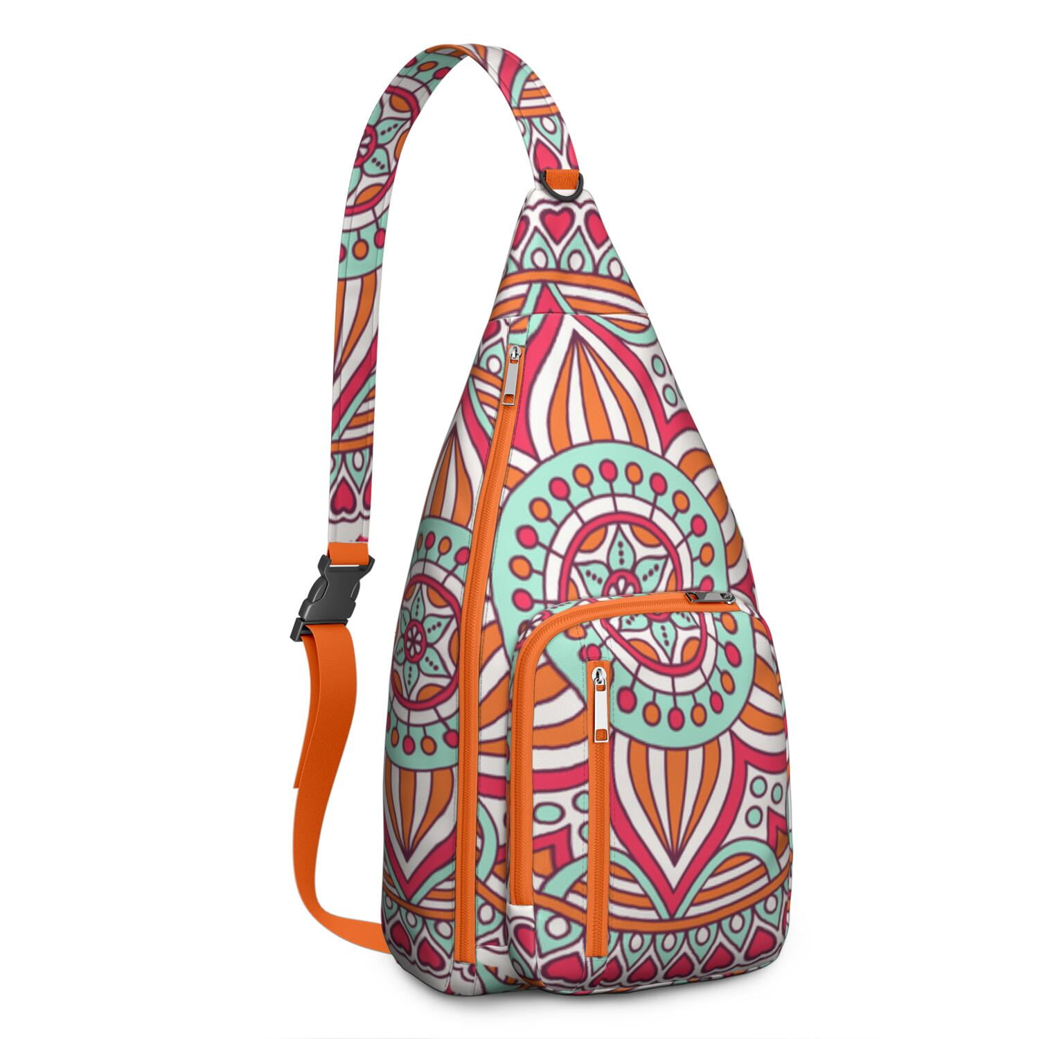 Colorful Geometric Pattern Sling Backpack - Cream Strap Tectonic Sling Fanny Pack Crossbody Festival Bag - Etsy main image 3