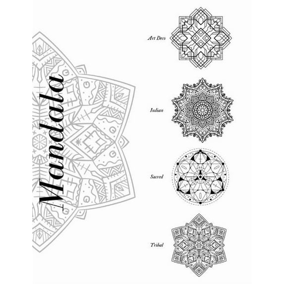 Mandala Art Deco Indian Sacred Tribal : Cahier de Coloriage Mandala 80 MANDALAS DIFFÉRENTS AVEC 4 SUJETS DIFFÉRENTS (Paperback)