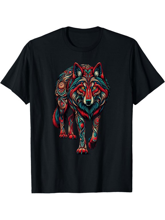 Mandala Art Red Wolf Lover Wolves T-Shirt