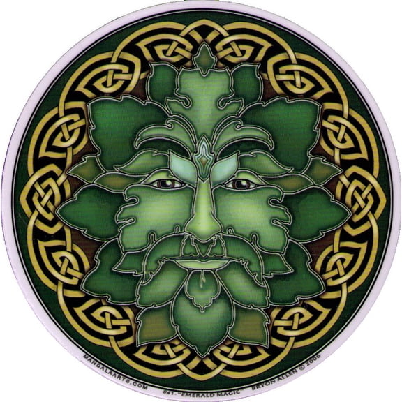 Mandala Arts Emerald Magic Green Man Double Sided Window Sticker