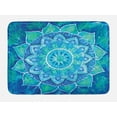 thumbnail image 1 of Mandala Bath Mat, Hand Drawn Style Ancient Symbol with Grungy Modern Art Design, Non-Slip Plush Mat Bathroom Kitchen Laundry Room Decor, 29.5 X 17.5 Inches, Blue Pale Blue and Sea Green, Ambesonne, 1 of 2